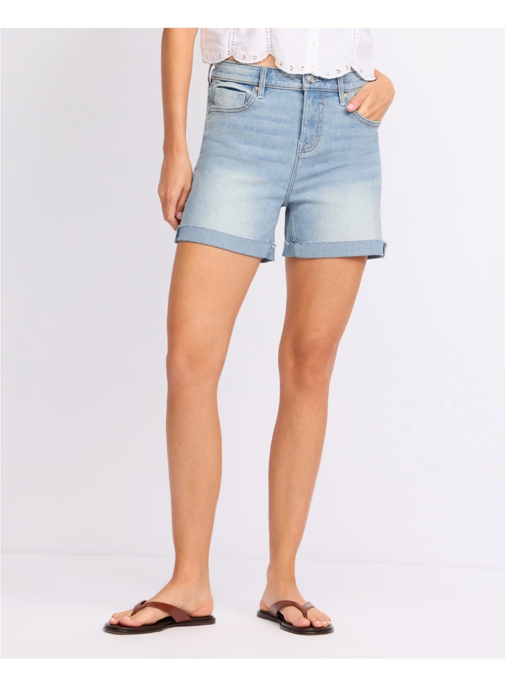Vigoss Light Wash Cuffed Denim Shorts